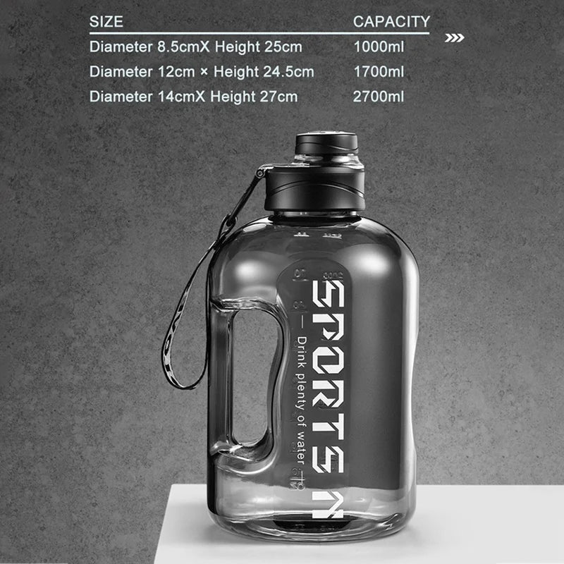 Botellas de agua aisladas de 2,7/1,7 L, gimnasio, viajes, senderismo, Camping, para hombres y mujeres, botella de Fitness