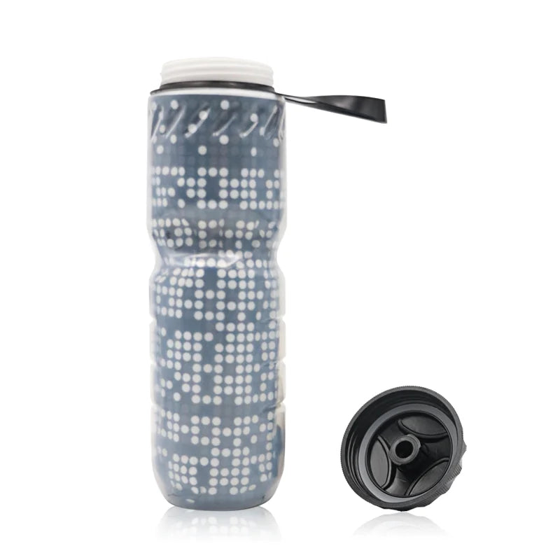 Botella de agua termica para deportes, bicicleta y bici de montaña, doble capa mantiene frio y calor