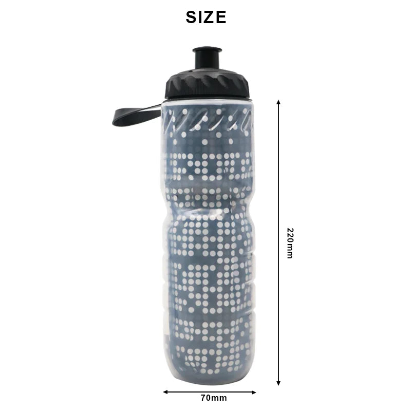 Botella de agua termica para deportes, bicicleta y bici de montaña, doble capa mantiene frio y calor