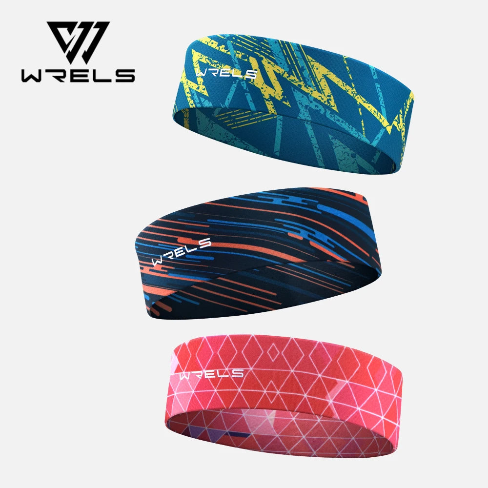 WRELS Sports Headband Wicks Moisture Elastic Sweatband Headbands for Running Cycling Football Yoga Workout Stretchy Hairband