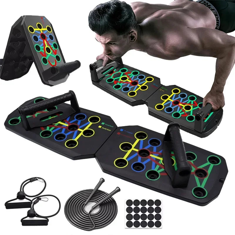 Tabla de entrenamiento de flexiones de brazos, multiples posiciones