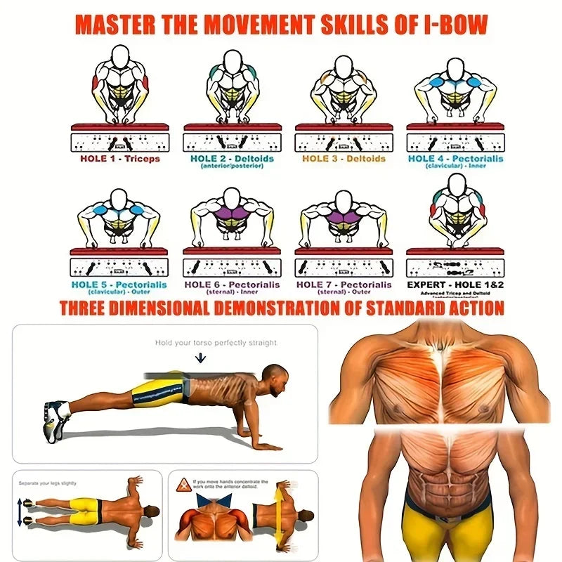 Tabla de entrenamiento de flexiones de brazos, multiples posiciones