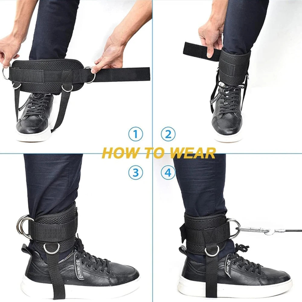 Tobilleras para polea con distintos agarres frontal, lateral y trasero para entrenamiento en todos los ángulos, especial para glúteos