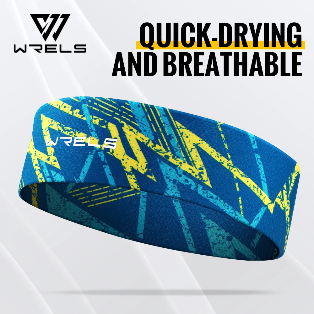 WRELS Sports Headband Wicks Moisture Elastic Sweatband Headbands for Running Cycling Football Yoga Workout Stretchy Hairband