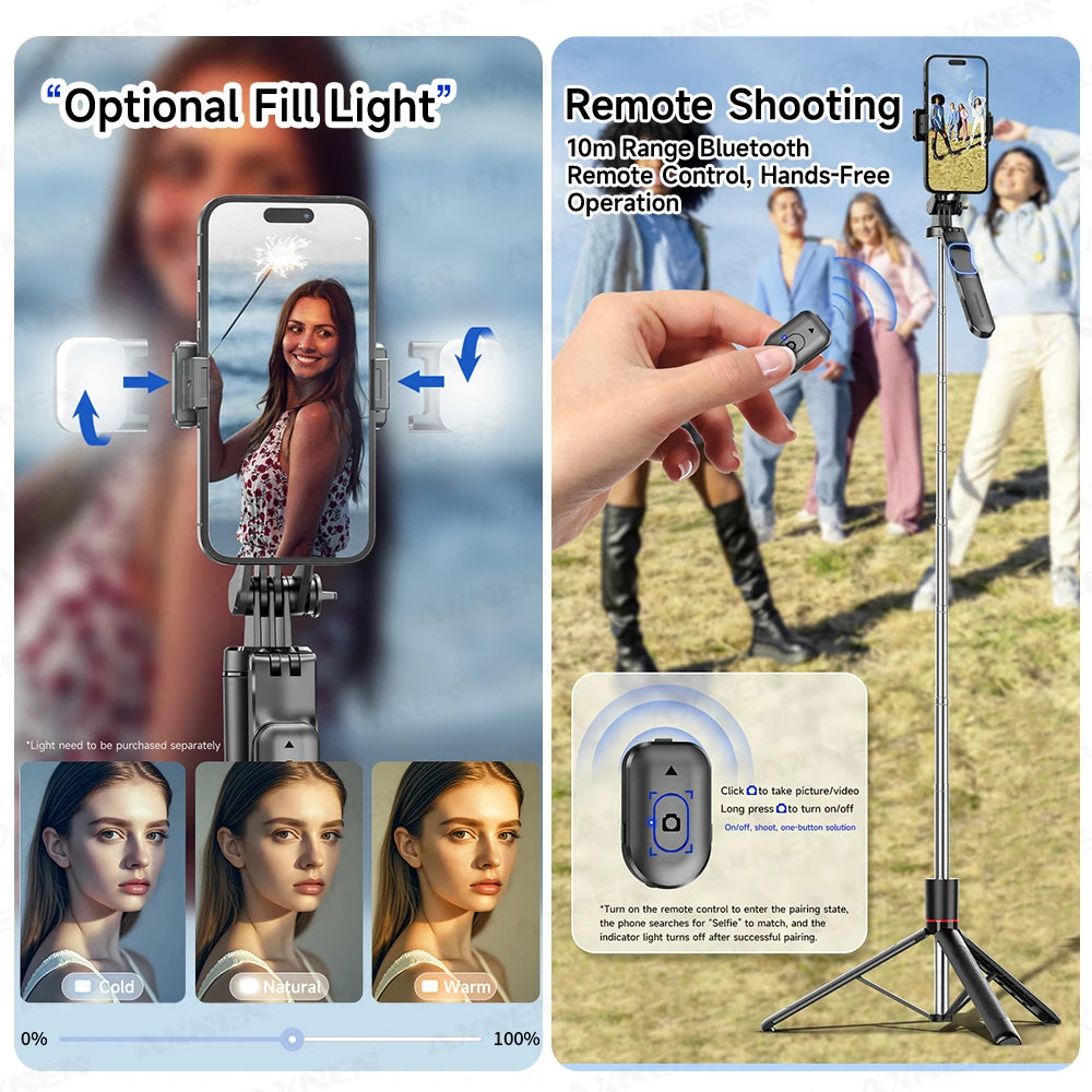 Trípode, palo de selfie, facil de transportar y con bluetooth